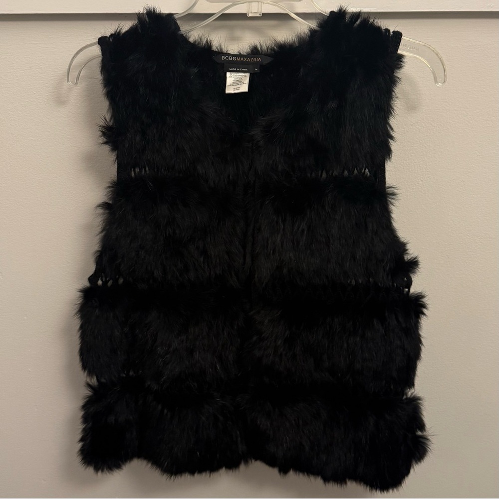 BCBGMaxAzria Black Fur Vest